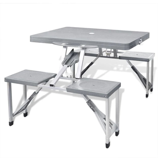 Foldable Camping Table Set with 4 Stools Aluminium Extra