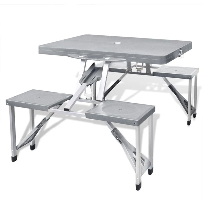 Foldable Camping Table Set with 4 Stools Aluminium Extra