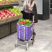 Foldable Shopping Cart Trolley Stainless Steel Basket