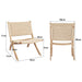 Foldable Single Deck Chair Solid Ash Wood Kraft Rope Paper