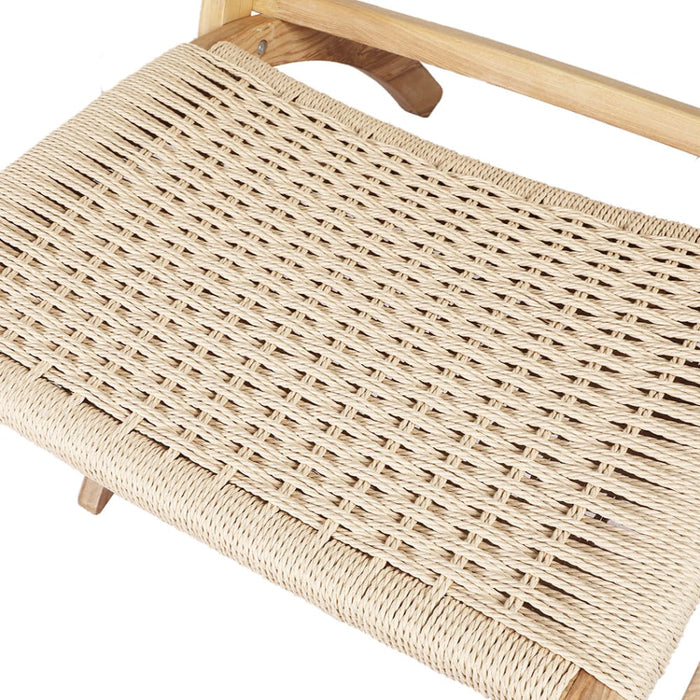 Foldable Single Deck Chair Solid Ash Wood Kraft Rope Paper