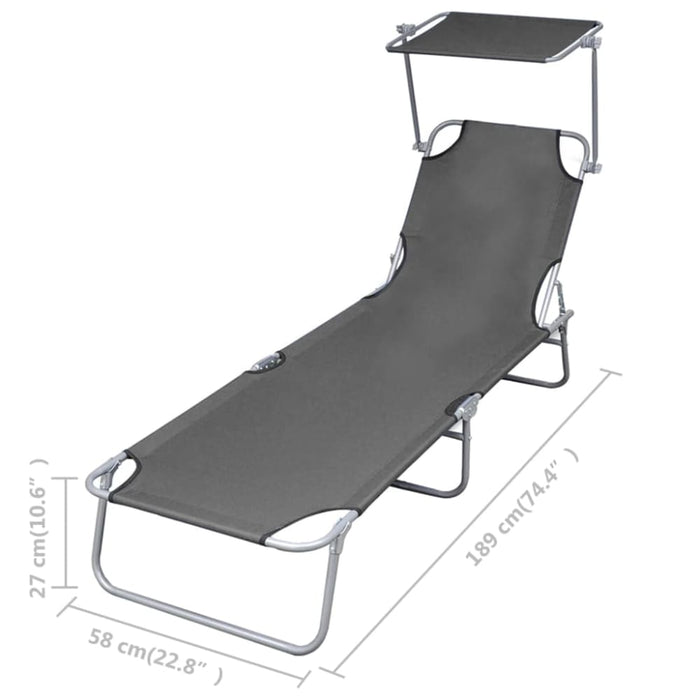 Foldable Sunlounger with Adjustable Backrest Grey Aaxkt