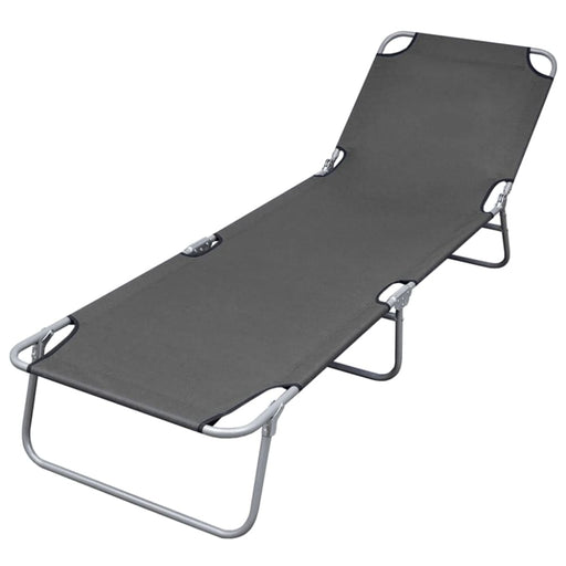 Foldable Sunlounger with Adjustable Backrest Grey Aaxkt