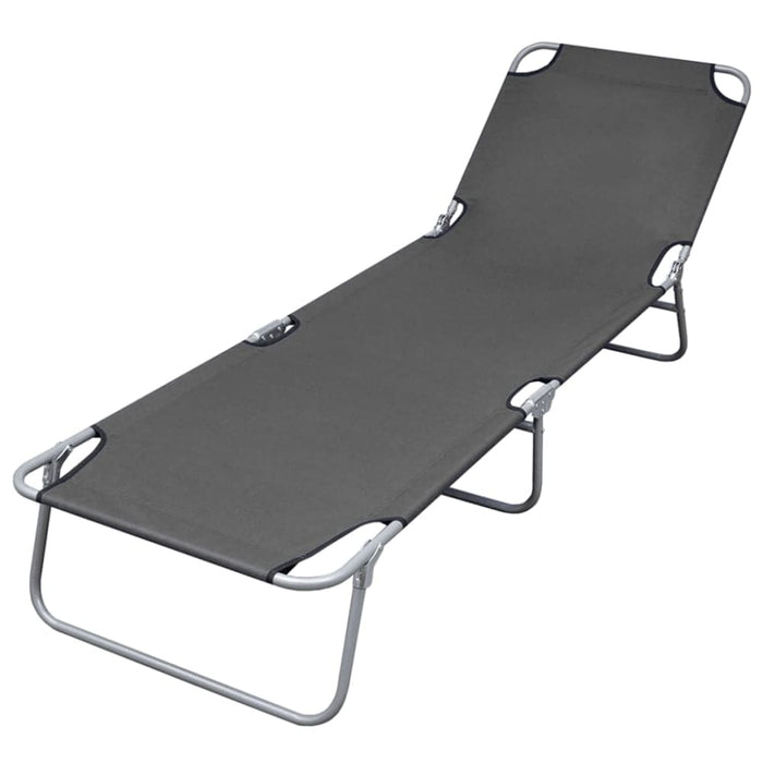 Foldable Sunlounger with Adjustable Backrest Grey Aaxkt