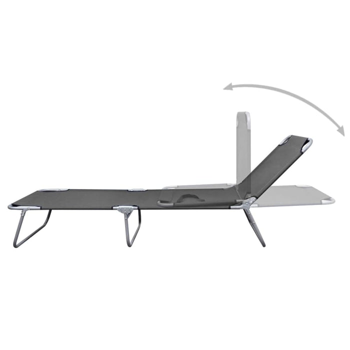 Foldable Sunlounger with Adjustable Backrest Grey Aaxkt