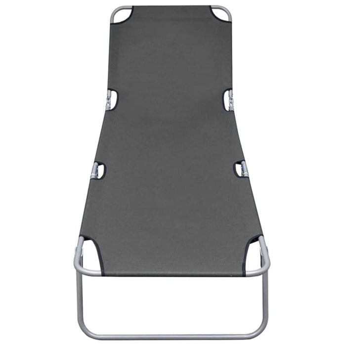 Foldable Sunlounger with Adjustable Backrest Grey Aaxkt