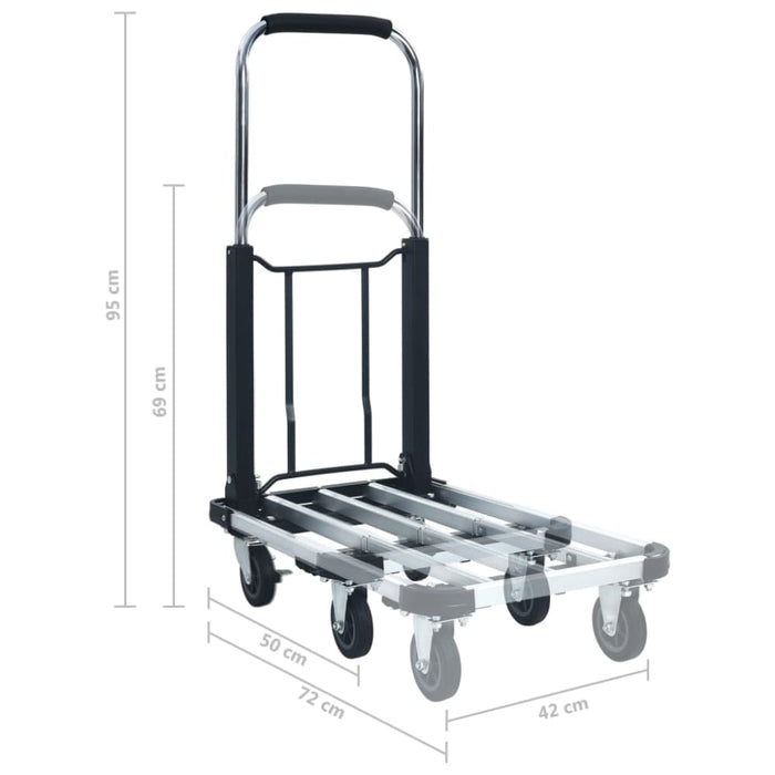 Foldable Transport Trolley 150 Kg Aluminium Silver Oalaan