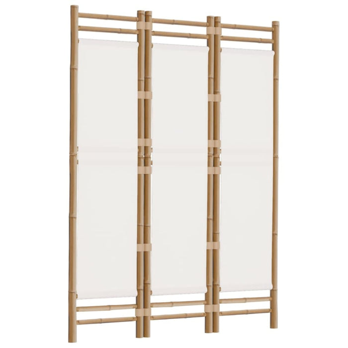 Folding 3-panel Room Divider 120 Cm Bamboo And Canvas Tpblxt