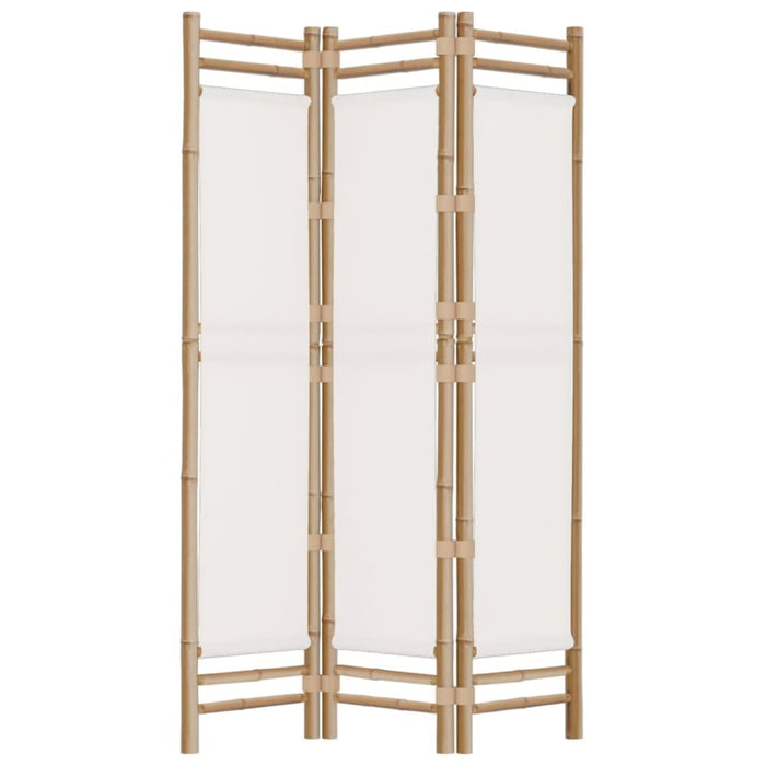 Folding 3-panel Room Divider 120 Cm Bamboo And Canvas Tpblxt