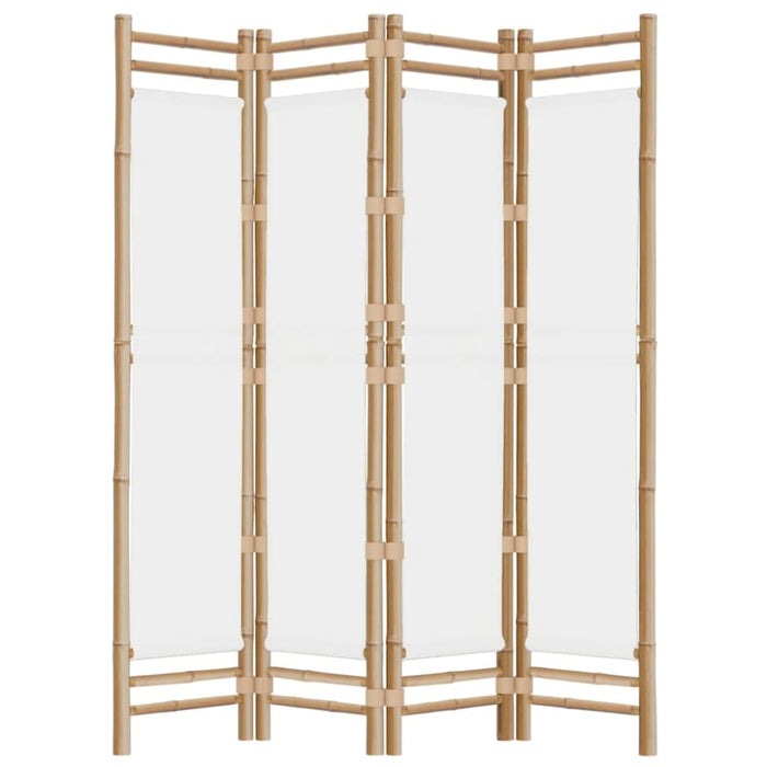 Folding 4-panel Room Divider 160 Cm Bamboo And Canvas Tpblxa