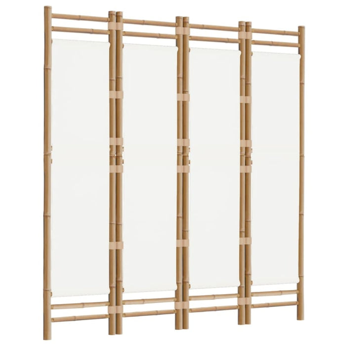 Folding 4-panel Room Divider 160 Cm Bamboo And Canvas Tpblxa