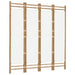 Folding 4-panel Room Divider 160 Cm Bamboo And Canvas Tpblxa