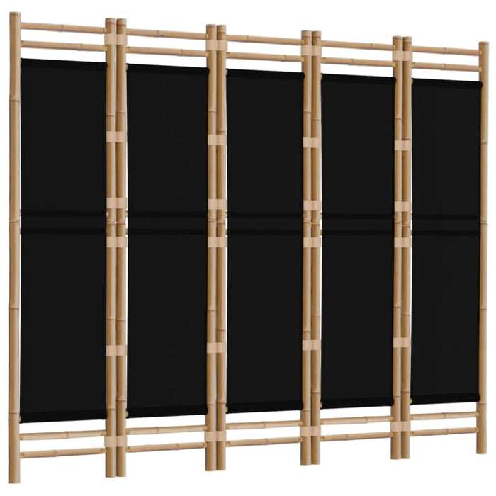 Folding 5-panel Room Divider 200 Cm Bamboo And Canvas Tpblxk