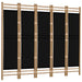 Folding 5-panel Room Divider 200 Cm Bamboo And Canvas Tpblxk