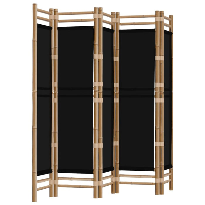 Folding 5-panel Room Divider 200 Cm Bamboo And Canvas Tpblxk