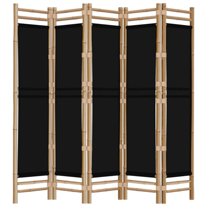 Folding 5-panel Room Divider 200 Cm Bamboo And Canvas Tpblxk