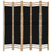 Folding 5-panel Room Divider 200 Cm Bamboo And Canvas Tpblxk
