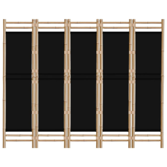 Folding 5-panel Room Divider 200 Cm Bamboo And Canvas Tpblxk
