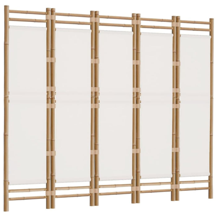 Folding 5-panel Room Divider 200 Cm Bamboo And Canvas Tpblxp