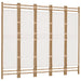 Folding 5-panel Room Divider 200 Cm Bamboo And Canvas Tpblxp