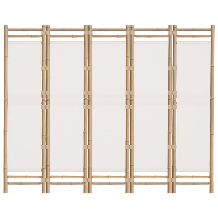 Folding 5-panel Room Divider 200 Cm Bamboo And Canvas Tpblxp