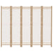 Folding 5-panel Room Divider 200 Cm Bamboo And Canvas Tpblxp