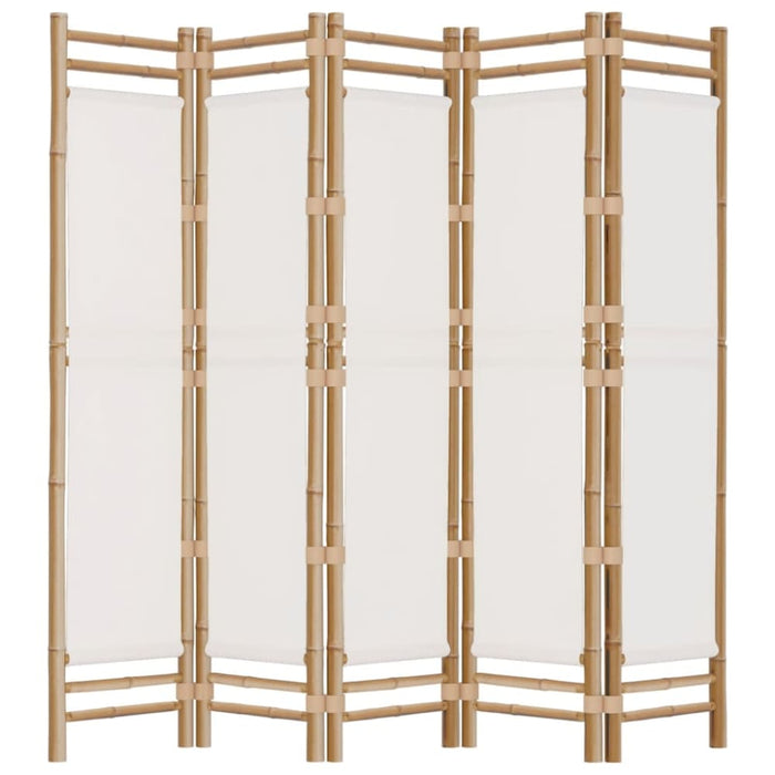 Folding 5-panel Room Divider 200 Cm Bamboo And Canvas Tpblxp