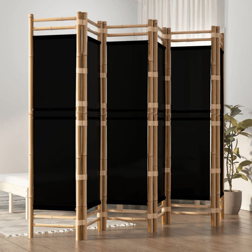 Folding 6-panel Room Divider 240 Cm Bamboo and Canvas Tpbltb