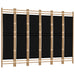 Folding 6-panel Room Divider 240 Cm Bamboo and Canvas Tpbltb