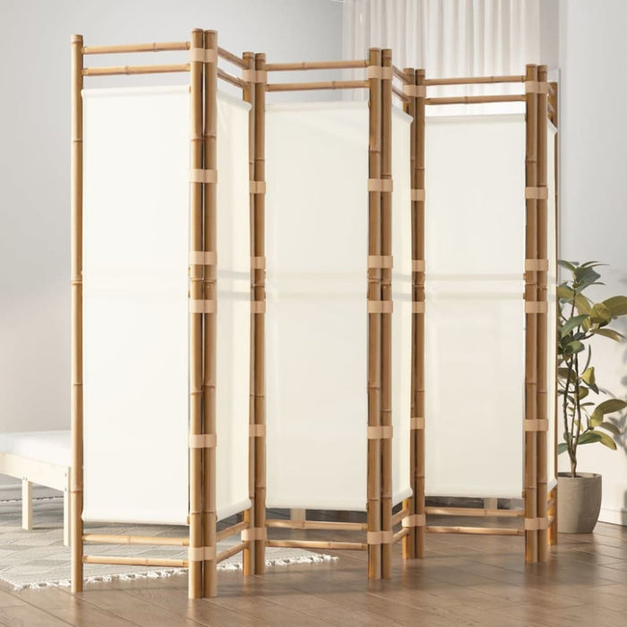 Folding 6 - panel Room Divider 240 Cm Bamboo And Canvas