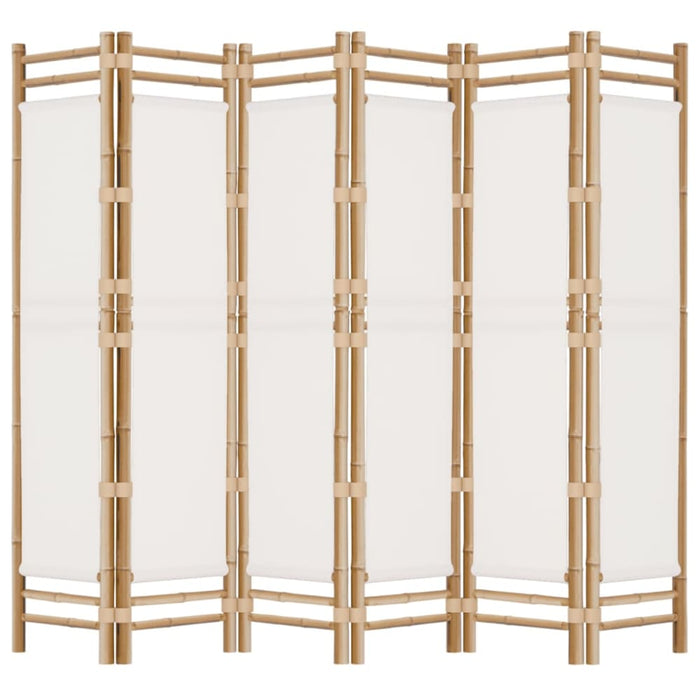 Folding 6 - panel Room Divider 240 Cm Bamboo And Canvas