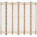 Folding 6 - panel Room Divider 240 Cm Bamboo And Canvas