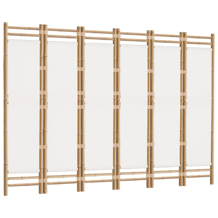 Folding 6 - panel Room Divider 240 Cm Bamboo And Canvas