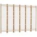 Folding 6 - panel Room Divider 240 Cm Bamboo And Canvas