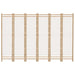Folding 6 - panel Room Divider 240 Cm Bamboo And Canvas