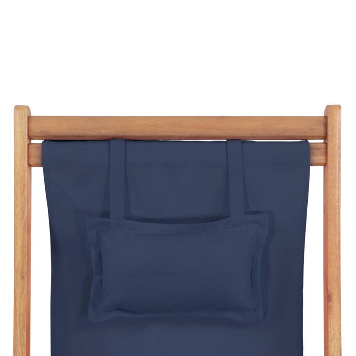 Folding Beach Chair Fabric and Wooden Frame Blue Atkkl