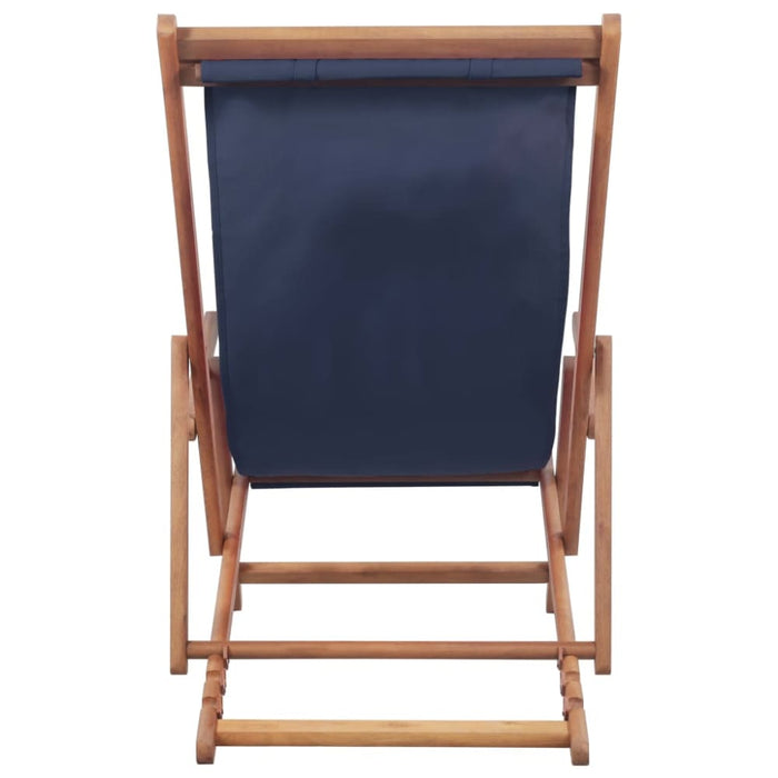 Folding Beach Chair Fabric and Wooden Frame Blue Atkkl