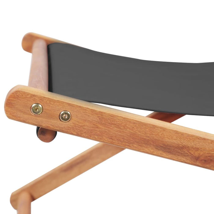 Folding Beach Chair Fabric and Wooden Frame Grey Aabbo