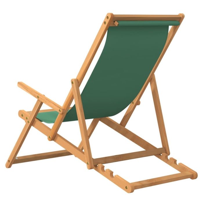Folding Beach Chair Solid Wood Teak Green Toilkk