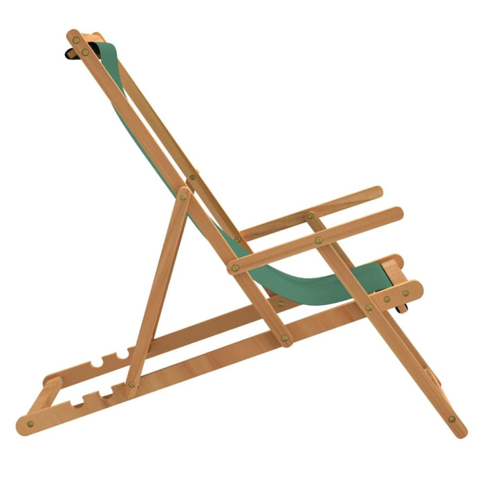 Folding Beach Chair Solid Wood Teak Green Toilkk