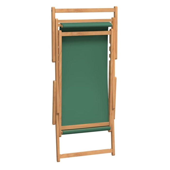 Folding Beach Chair Solid Wood Teak Green Toilkk