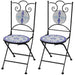 Folding Bistro Chairs 2 Pcs Ceramic Blue and White Aopto