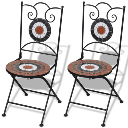 Folding Bistro Chairs 2 Pcs Ceramic Terracotta and White