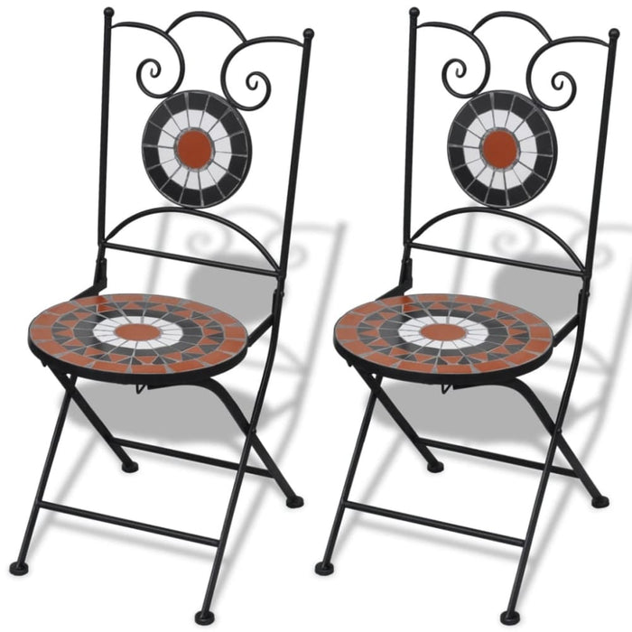Folding Bistro Chairs 2 Pcs Ceramic Terracotta and White