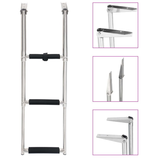 Folding Boarding Ladder 3-step Stainless Steel Kxtia