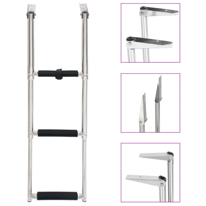 Folding Boarding Ladder 3-step Stainless Steel Kxtia