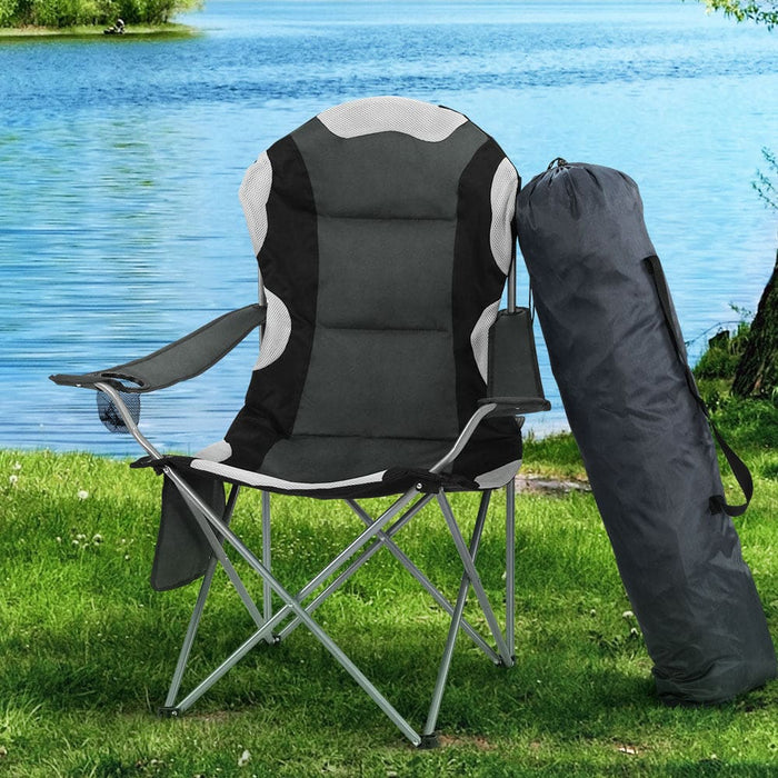 2x Folding Camping Chairs Arm Chair Portable Outdoor Beach