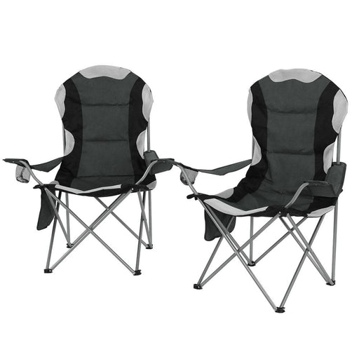 2x Folding Camping Chairs Arm Chair Portable Outdoor Beach