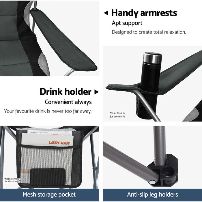 2x Folding Camping Chairs Arm Chair Portable Outdoor Beach