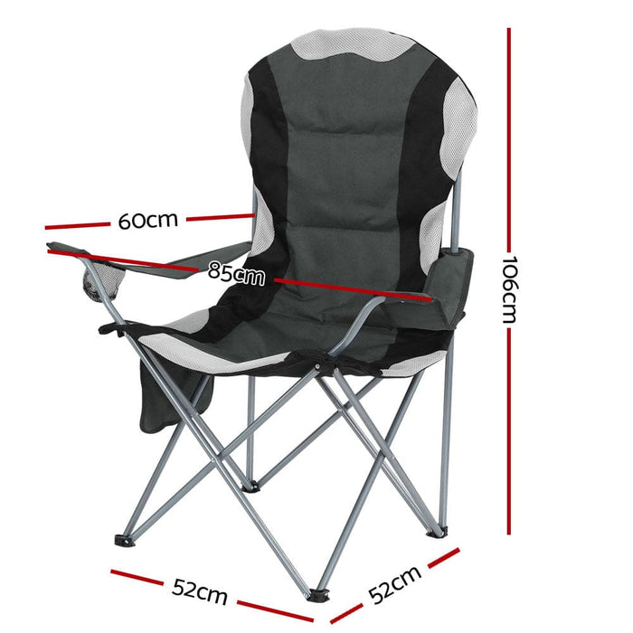 2x Folding Camping Chairs Arm Chair Portable Outdoor Beach
